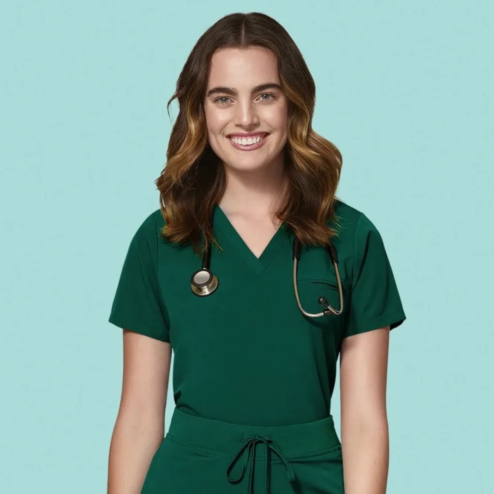 Mandala 6 pocket scrub top Hunter Green- XS